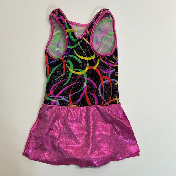 Girls Swimsuit One Piece Sparkle Bathing Suit Skirt Multicolor Pink, Sz S - Picture 2 of 6